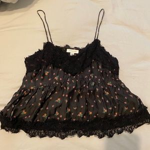 Black tank top with floral print